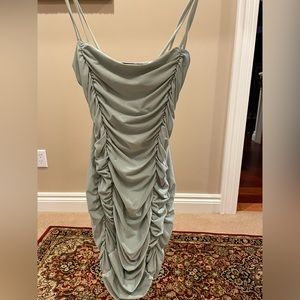 NWOT NASTY GAL Sage Green Ruched Mini Dress